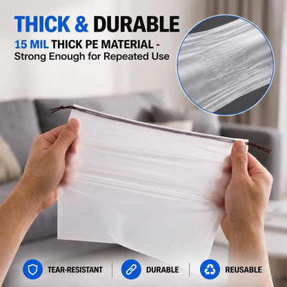 Riousery Shoe Bags for Travel, 30 Pack Thickened Clear Shoe Storage Bags with Drawstring, 15.7 x 11.8 Inch Waterproof Dustproof Shoe Pouches for Men Women