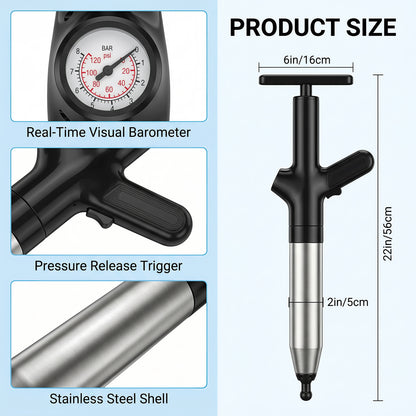 LZSDS Power Air Plunger for Toilet Heavy Duty, Visible Pressure Gauge Drain Unclogger with 4 Heads Splash Free