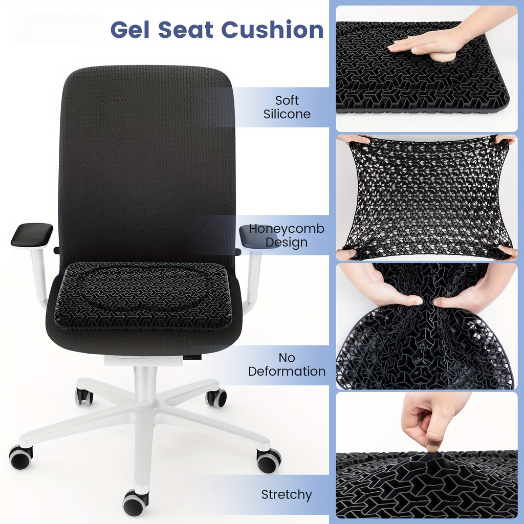 AOLIGO Gel Seat Cushion for Long Sitting, Office Chair, Car, Wheelchair, Black