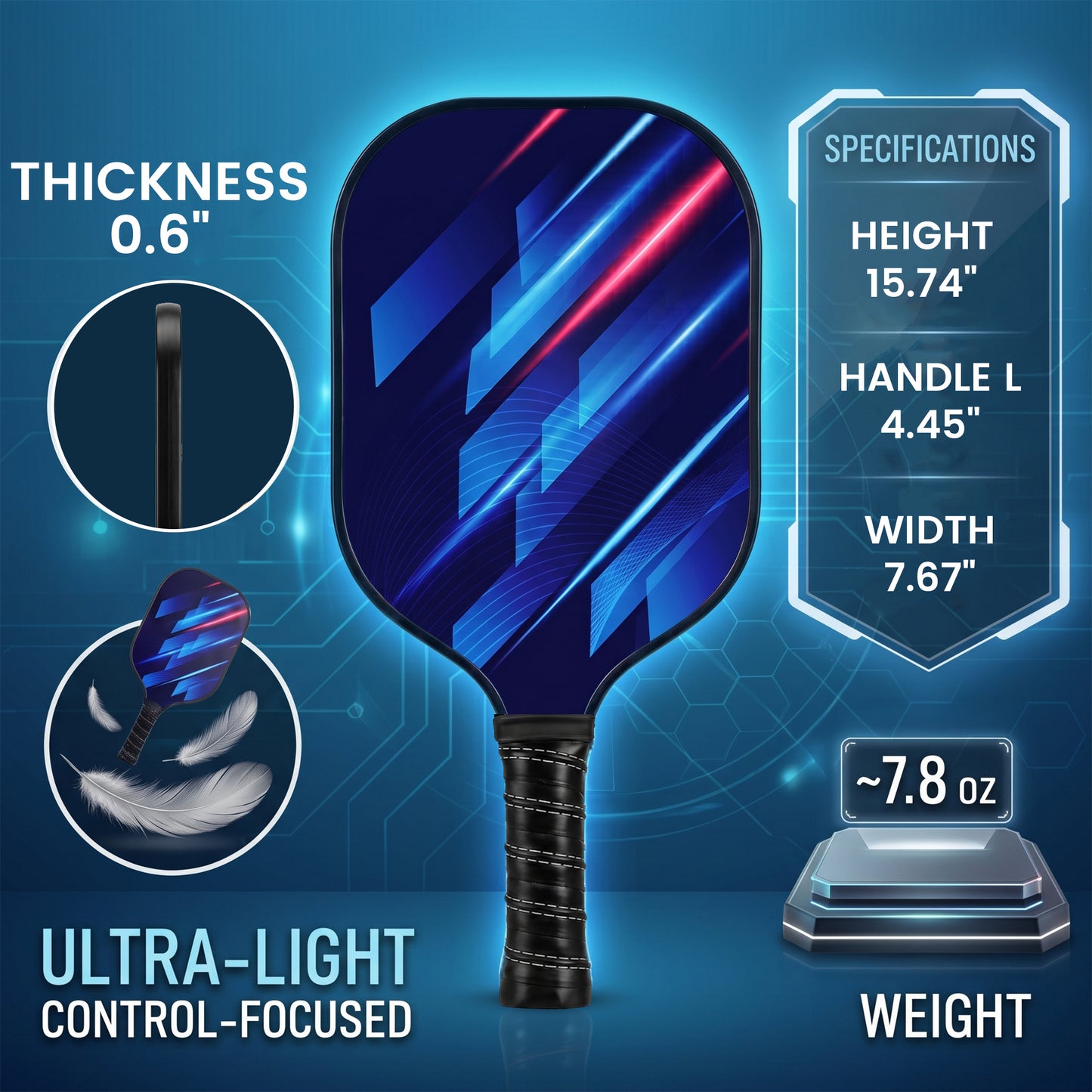 Feeray Pickleball Paddles Set of 2, USAPA Approved Lightweight Graphite Rackets with Honeycomb Core, 4 Balls and Backpack