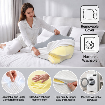 Alylo Cervical Contour Pillow for Neck Support, Fast Rebound Memory Foam Orthopedic Bed Pillow with Breathable Cover, Support for Side, Back & Stomach Sleepers