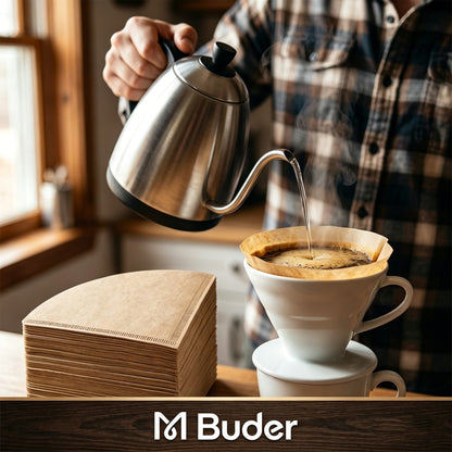 M Buder 200 Count Cone Coffee Filters 1-2 Cup, Unbleached Natural Disposable Paper Filters for Pour over and Coffee Maker