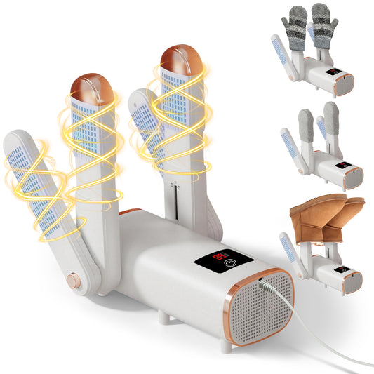 AOLIGO Electric Shoe Dryers with Timer, Dual Port Fast Heating, Foldable Design for Home and Travel