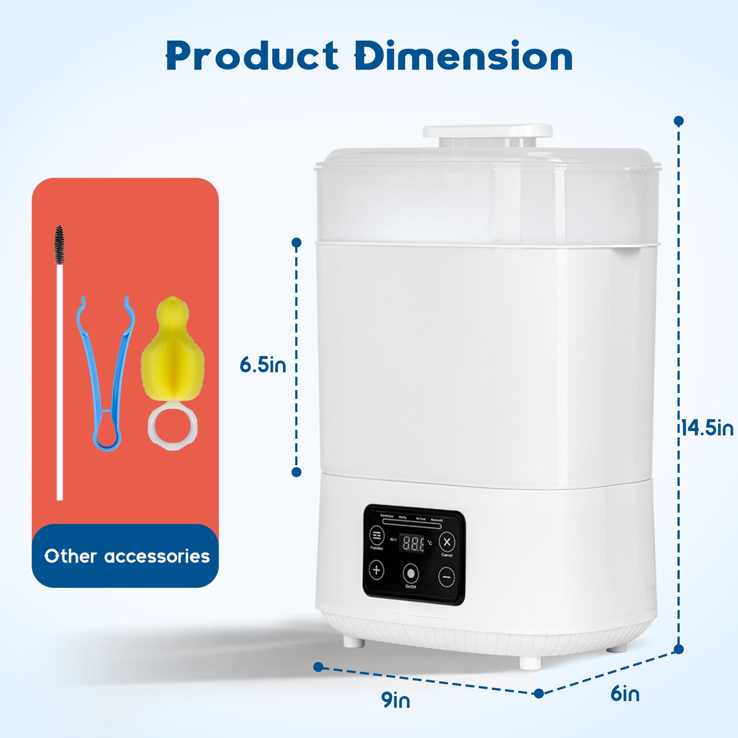 RUPOUN Baby Bottle Sterilizer and Dryer, Electric Steam Sterilizer with Bottle Warmer and Dryer Function, White