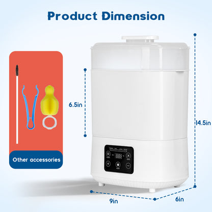 RUPOUN Baby Bottle Sterilizer and Dryer, Electric Steam Sterilizer with Bottle Warmer and Dryer Function, White