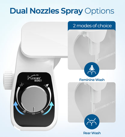 Hodvit Dual Nozzle Non-Electric Bidet Toilet Attachment with Filtration and Self-Cleaning, Adjustable Pressure Control