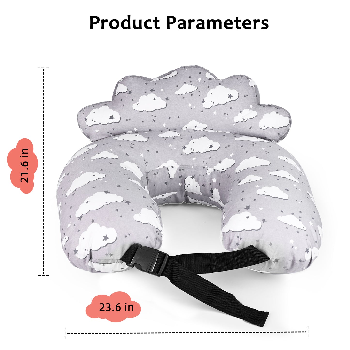 RUPOUN Nursinfg Pillow with Waist Strap for Breastfeeding, Grey