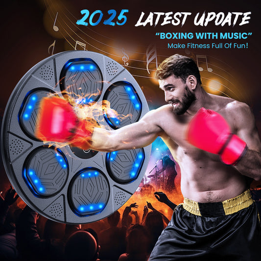 OPMUKIN Music Boxing Machine, Workout Equipment with LED Guidance, Touch Control, Bluetooth Audio, for Adults, Family Games, Black