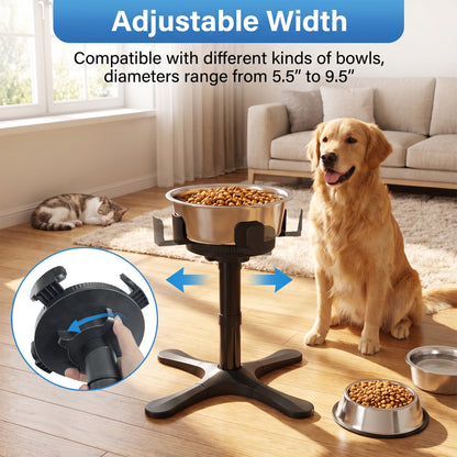 Tolobeve Adjustable Elevated Dog Bowl Stand with Tilted Design for Medium & Large Dogs,Black