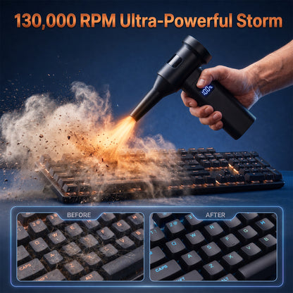 MORSUMA Portable Compressed Air Duster with Digital Display, 130000 RPM, Black, 1-Pack