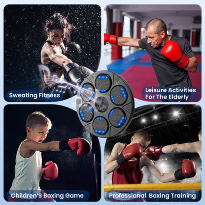 OPMUKIN Music Boxing Machine, Workout Equipment with LED Guidance, Touch Control, Bluetooth Audio, for Adults, Family Games, Black