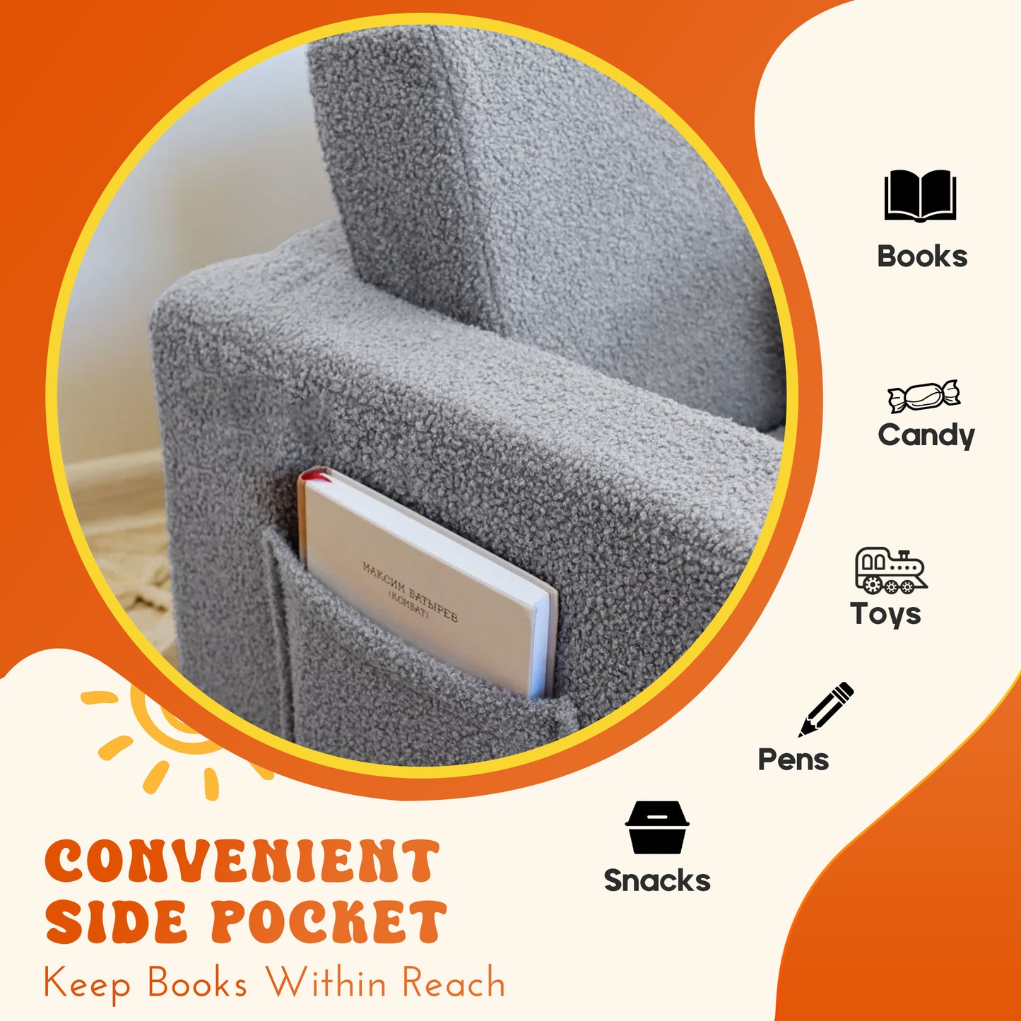 Rupoun Kids Couch Toddler Sofa Convertible Foldable Flip Open Sofa for Girls and Boys, Gray