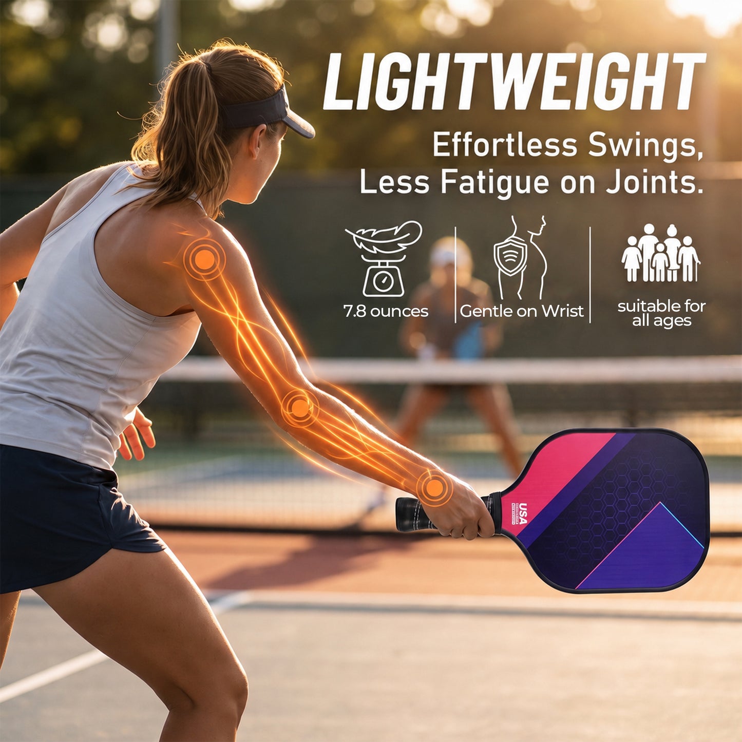 Feeray Pickleball Paddles Set, Fiberglass, Lightweight, 2 Rackets with 4 Balls