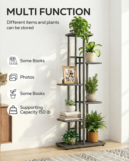 OHHANI Plant Stand Indoor Outdoor Corner 6 Tier Metal Plant Shelf Patio Plant Rack for Garden Corner Balcony Living Room