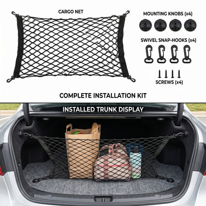 MORSUMA 55.1" x 18.5" Double Layer Trunk Cargo Net with Heavy-Duty Hooks, SUV and Sedan Storage Organizer
