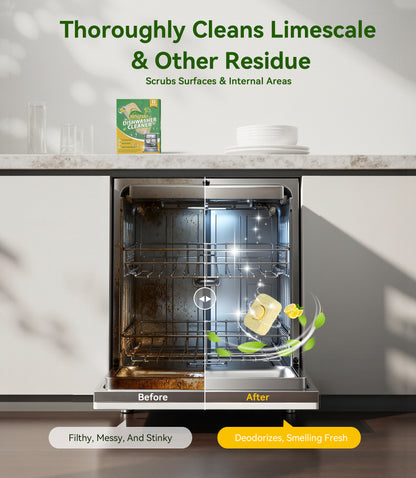 BIMZUC Dishwasher Cleaner Tablets (12 Pack), Deep Clean, Remove Limescale and Odors, Lemon Scent