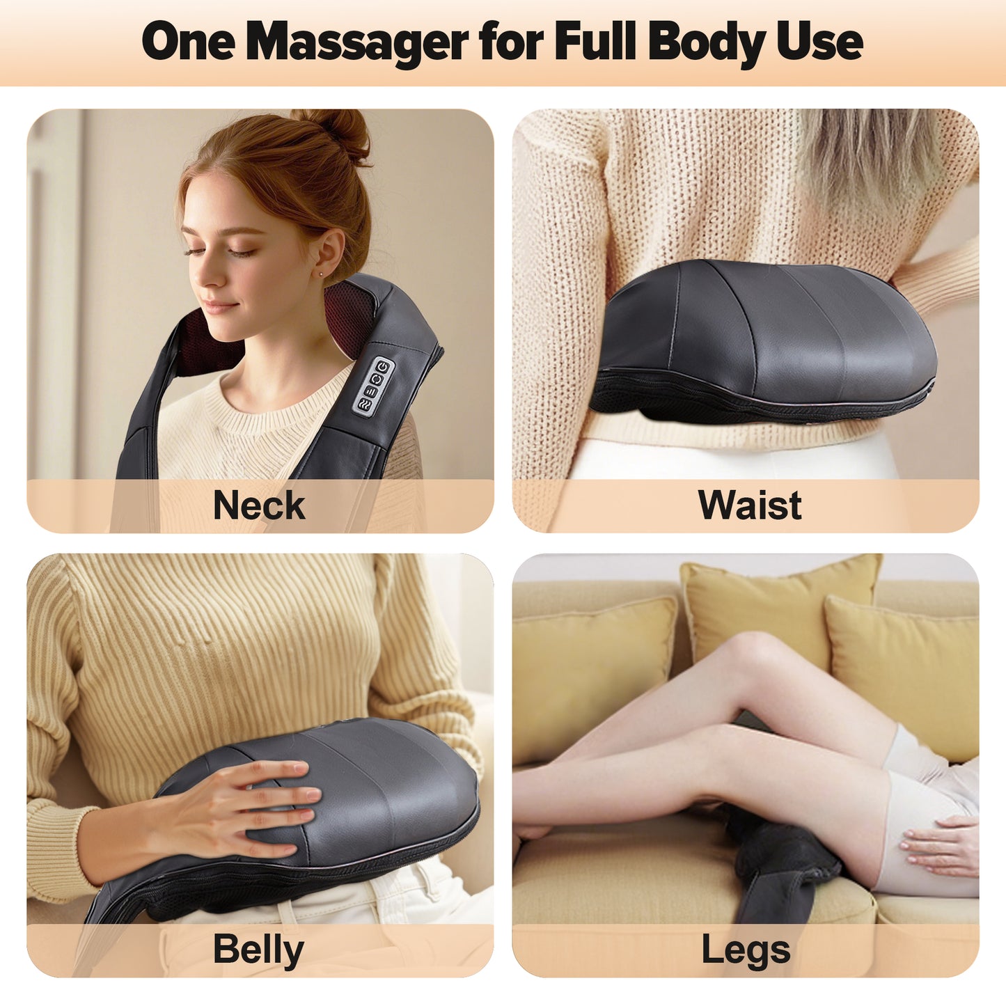 Bokyan Neck Massager, Shiatsu Shoulder and Kneading Back with Heat, for Home, Office, Car Use and Travel Use, Black