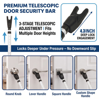 Adjustable Door Security Bar, Heavy-Duty 3-Section Door Stopper for Home Travel & Hotel, 23.2"-49.2"