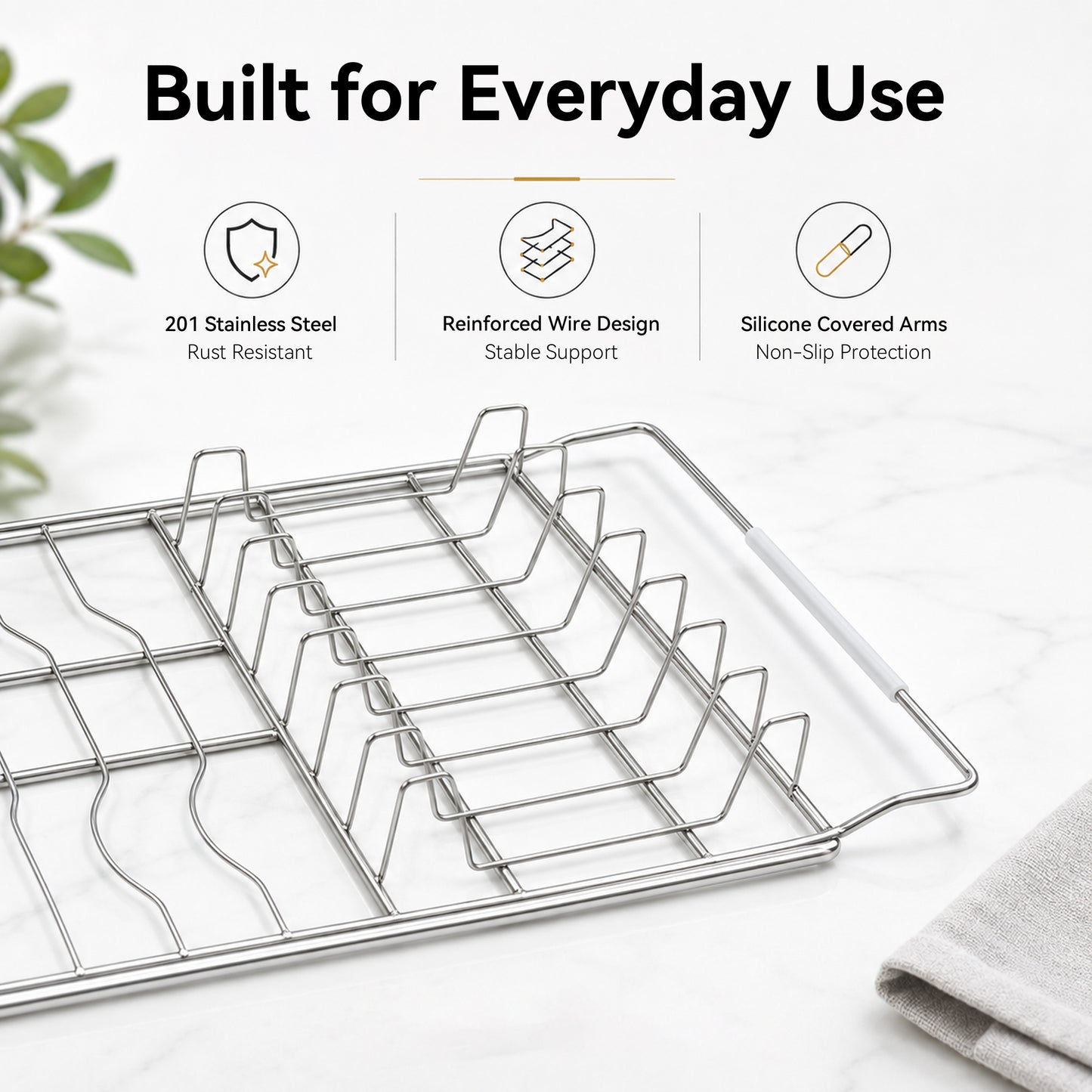 Riousery Over the Sink Dish Drying Rack Set, Expandable Stainless Steel Dish Rack, 2-Piece Adjustable Sink Drying Rack with Plate Holder & Flat Rack, 16-20 in