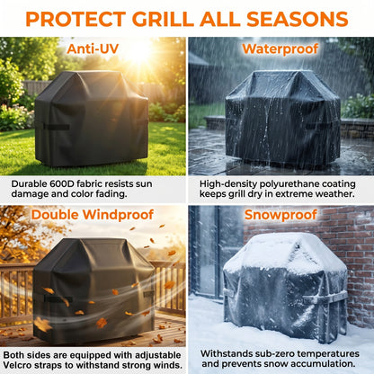 OHHANI Grill Covers, 58"W x 24"D x 46"H Outdoor, 210D Oxford with Adjustable Drawstring & Storage Bag, UV Protect, for BBQ