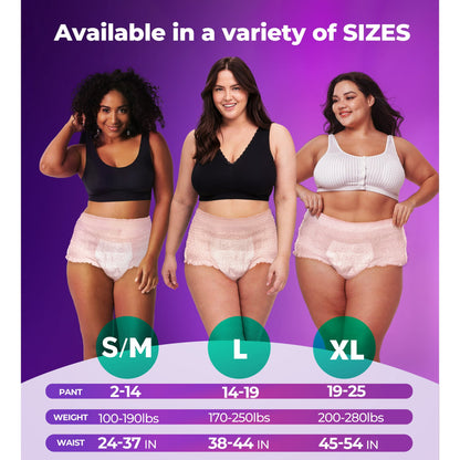 Bokyan Adult Incontinence Underwear for Women,Postpartum Bladder Leak Underwear,Disposable,XL,20 Ct