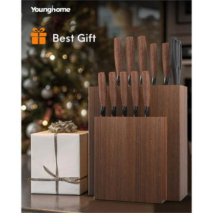 Younghome Kitchen Chef Knife Set, 13 Pcs High Carbon Stainless Steel Sharp Knife Set with Block Built-in Sharpener, Razor-Sharp