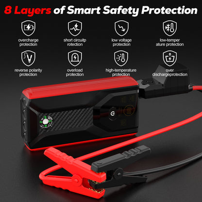 Floray 28000mAh Car Jump Starter – 12V Jump Pack for Gas & Diesel Engines with LED Light and USB Fast Charging