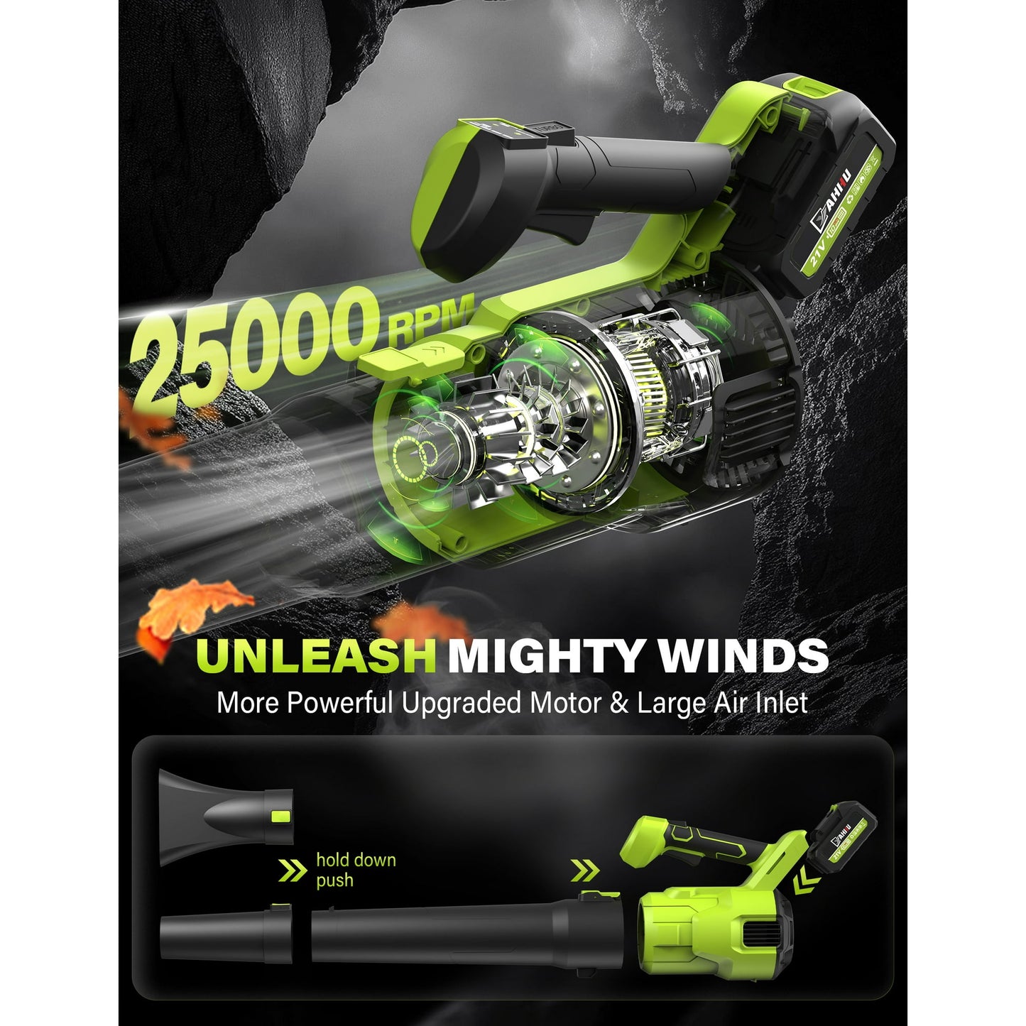 HOTREE Cordless Electric Leaf Blower, 600CFM/170MPH, 3 Speed Mode with 2 X 2.6Ah Battery for Lawn, Patio & Dust Cleaning