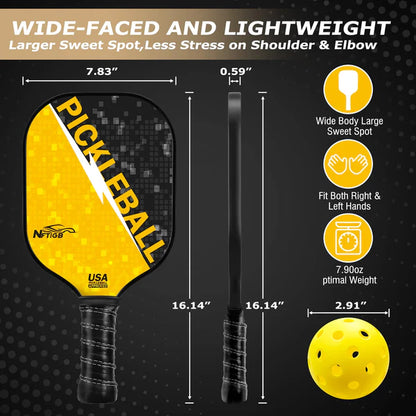 NFTIGB Pickleball Paddles Set, 2 Pickle Ball Rackets with 4 Balls, Lightweight, USAPA Approved