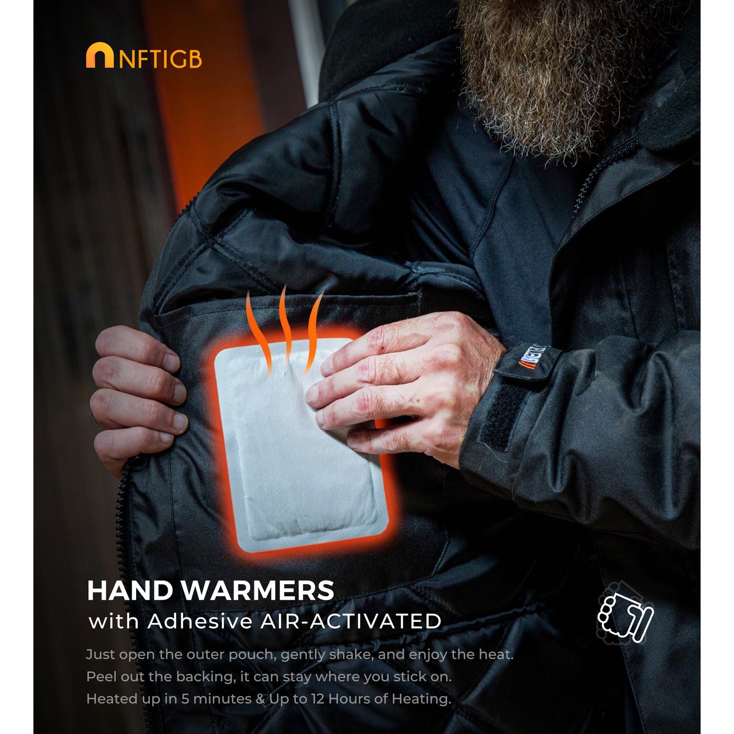 NFTIGB Body Warmer Hand Warmers with Adhesive Backing, Disposable 85Pcs, Long Last Safe Heated 12H