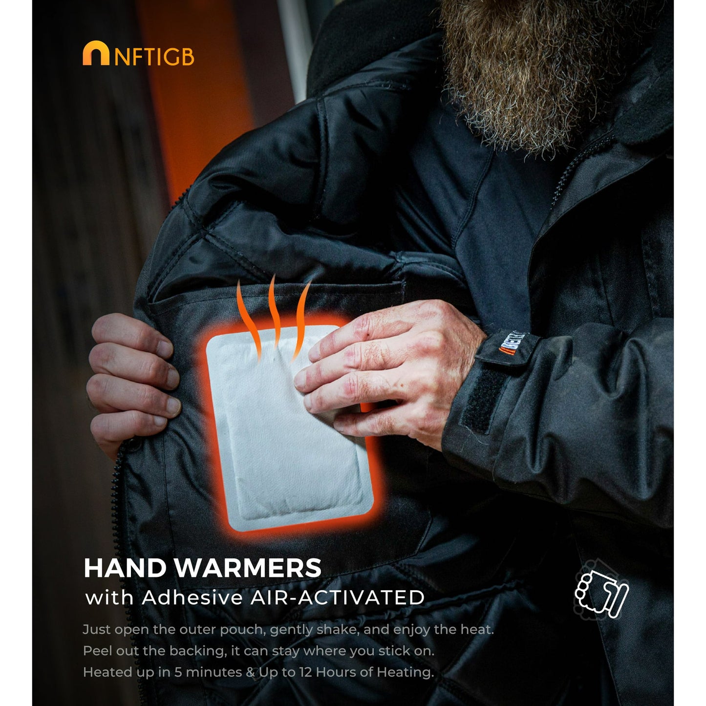 NFTIGB Body Warmer Hand Warmers with Adhesive Backing, Disposable 22Pcs, Long Last Safe Heated 12H