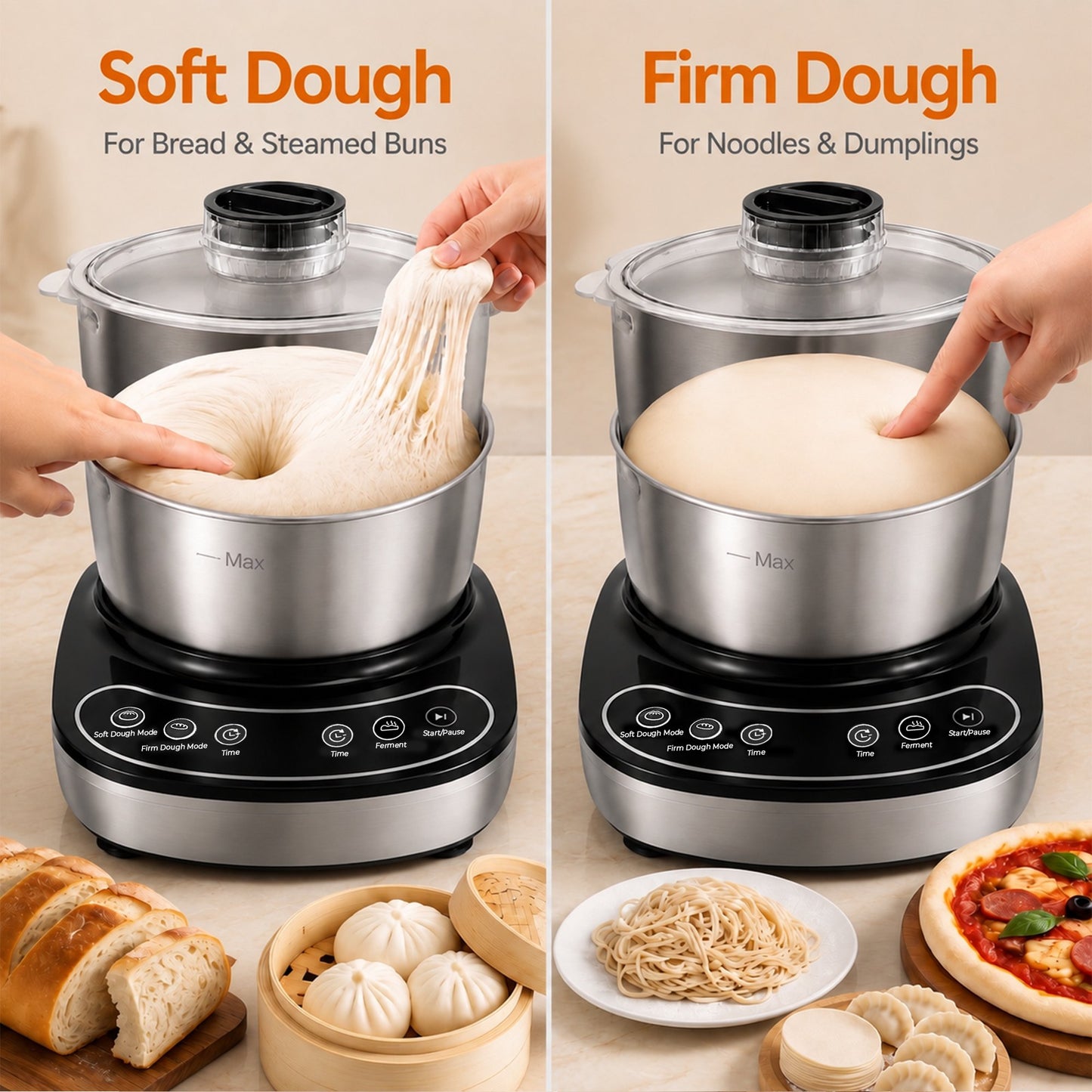 Casualife Automatic Electric Dough Maker, Multi-Functional Dough Mixer with Ferment Mode for Bread and Pizza