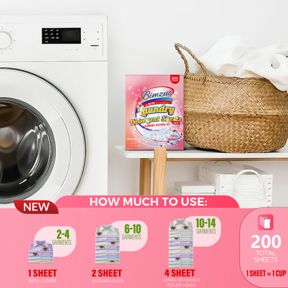 BIMZUC Laundry Detergent Sheets, 200 ct, up to 400 Small Loads, Eco Washing Supplies, Linen Scent
