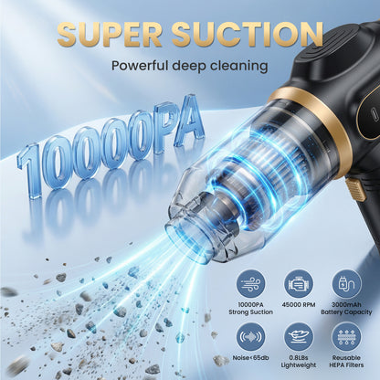 FLORAY Cordless Handheld Car Vacuum Cleaner with Digital Battery Display, Portable Cleaner with 9 Attachments for Car, Home & Office