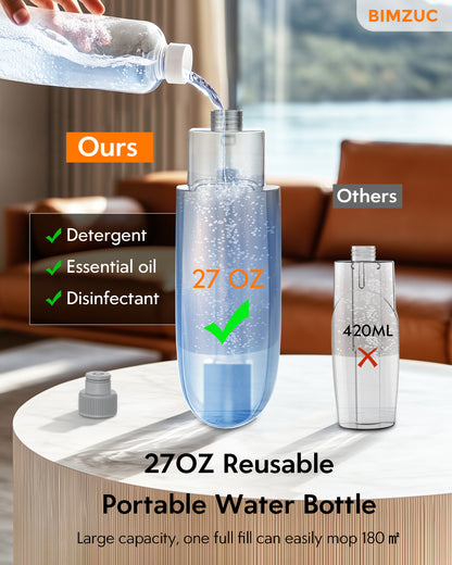 BIMZUC Spray Mop for Floor Cleaning with 3 Washable Pads-Wet Dry Microfiber Mop with 27 oz Refillable Bottle, Gray - New