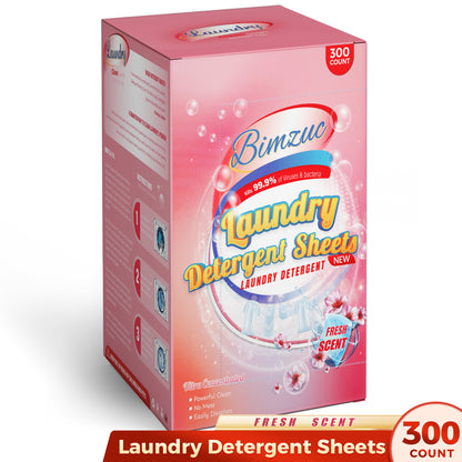 BIMZUC Laundry Detergent Sheets, 300 ct, up to 600 Small Loads, Eco Washing Supplies, Linen Scent