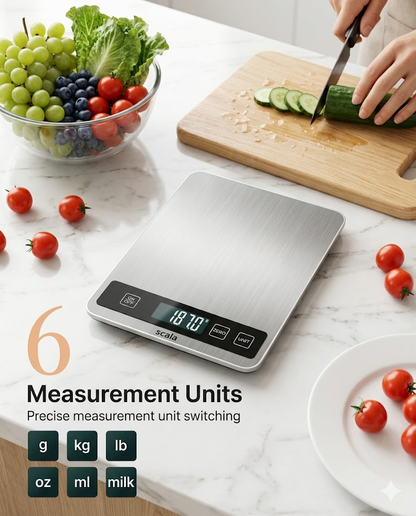 M Buder 33lb Digital Kitchen Scale, 6 Units High Precision Food Scale with LCD Display for Meal Prep, Baking, Cooking