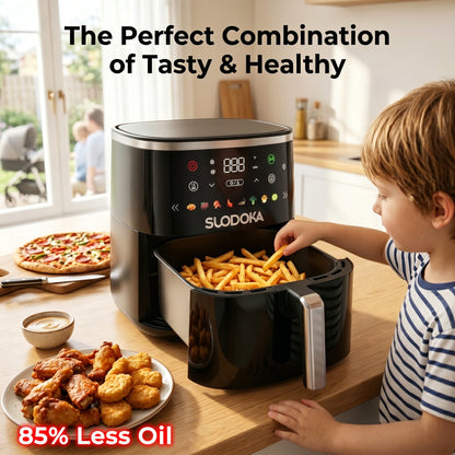Suodoka 8-in-1 Air Fryer 7QT, 400°F Max, Viewing Window, Preheat & Keep Warm, Shake Reminder, Nonstick Basket