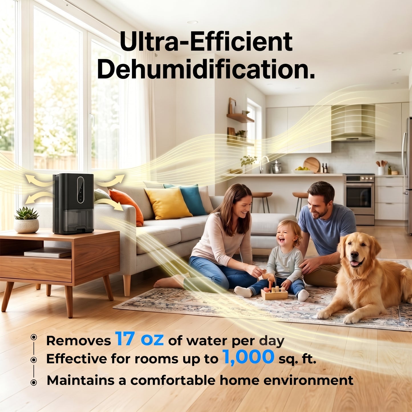Dehumidifier for Home, 67oz Water Tank, (1000 sq.ft) Quiet Portable Dehumidifiers for Bathroom, Auto Shut Off, Sleep Mode, 5 Color Light