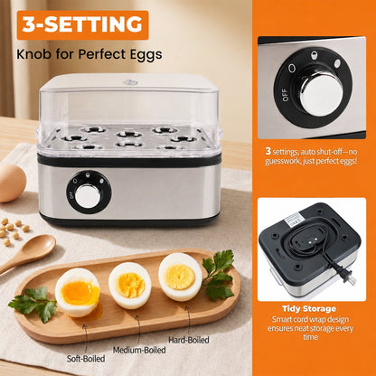 ICETear Electric Egg Cooker, 8 Egg Capacity Rapid Egg Steamer with Auto Shut Off, BPA Free for Soft Medium Hard Boiled Eggs & Egg Custard