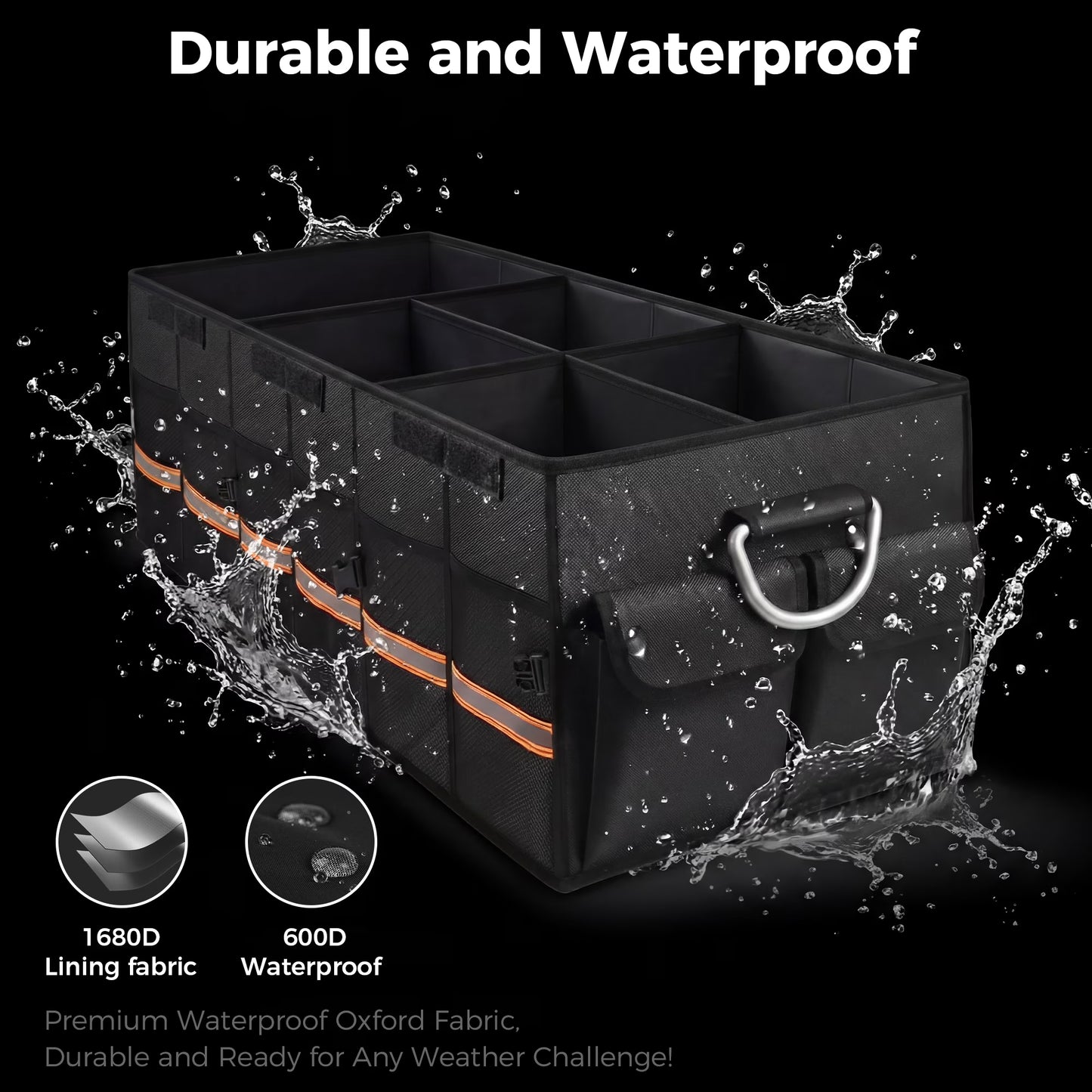 MORSUMA Trunk Organizer for Car SUV Truck, 100L Collapsible Car Storage Organizer with Dividers, Heavy Duty Oxford Fabric