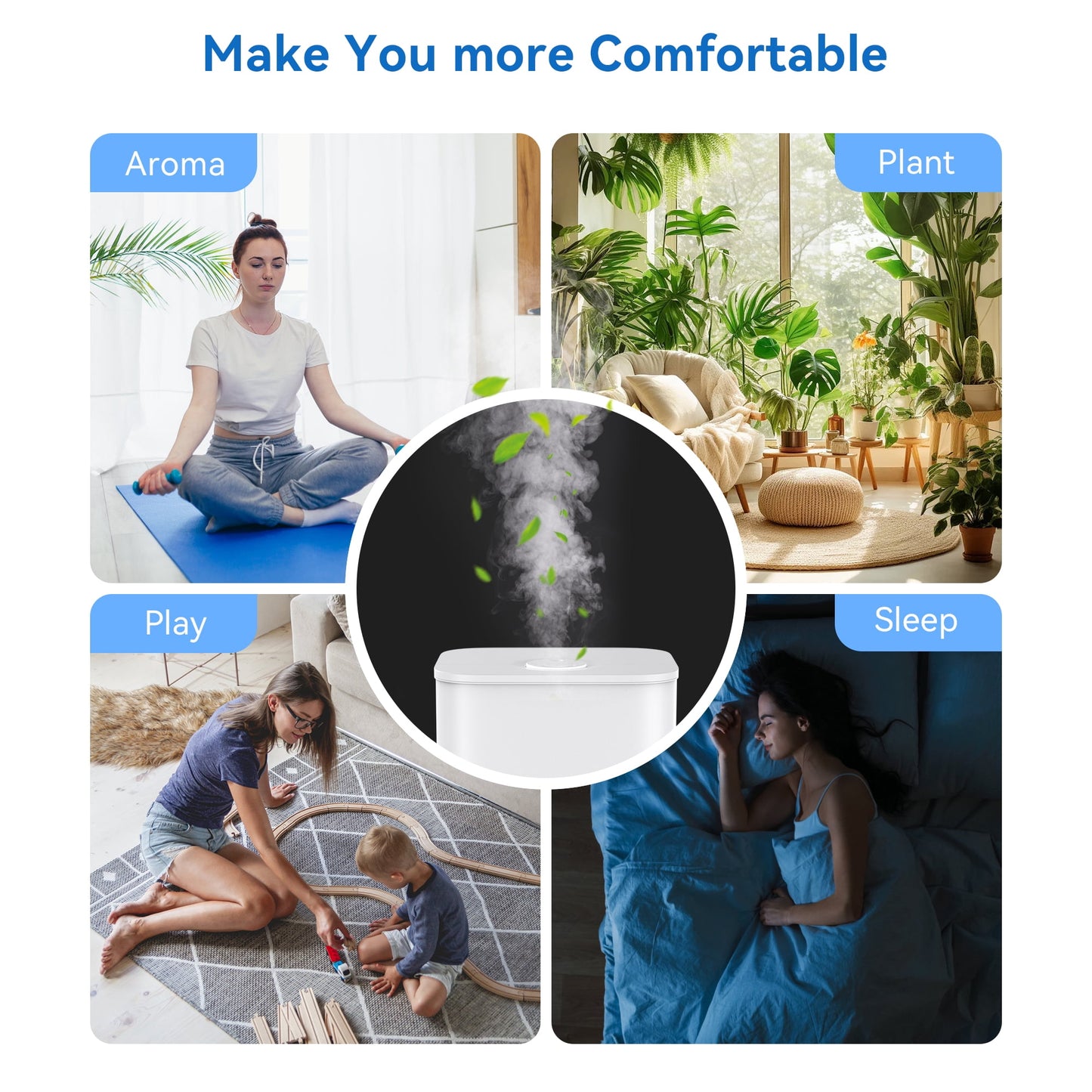 FUMMUX Humidifier for Home Large Room,8L Cool Mist Ultrasonic Quiet Tower Humidifiers Top Fill,White