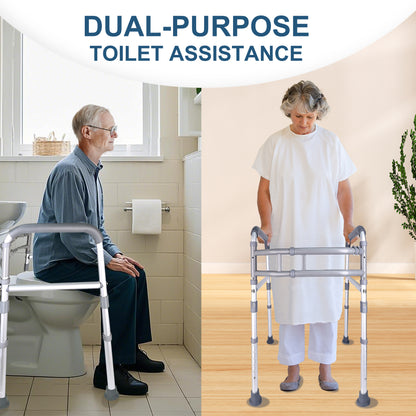 Hodvit Toilet Safety Rails - Adjustable and Removable Folding Toilet Safety Frame, Toilet Handles for The Elderly and The Disabled