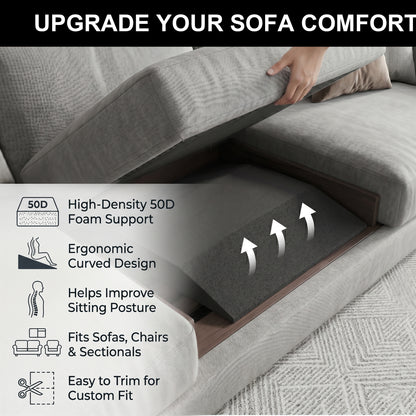 Riousery Sofa Cushion Support, 20" x 20" Sagging Seat Support Insert, 50D High-Density Foam, Black Curved Cushion Saver, 3 Pack