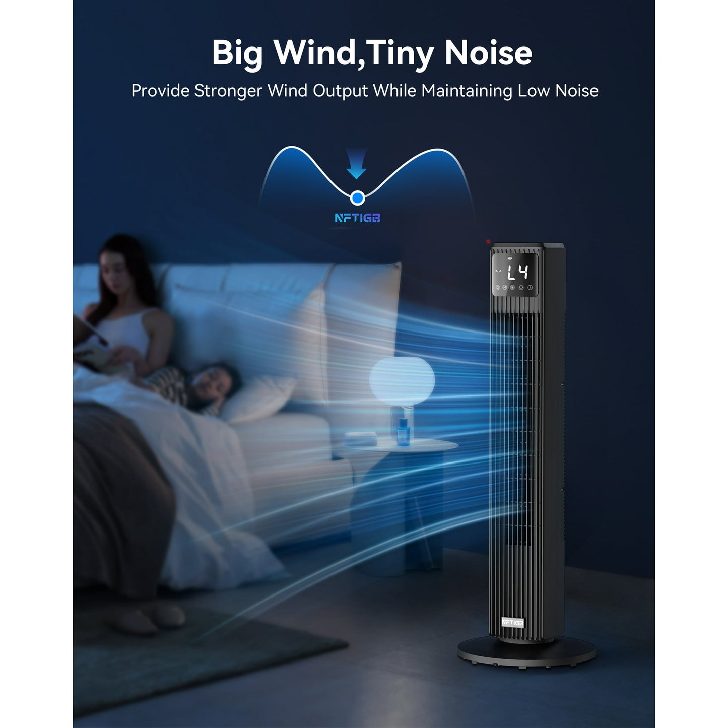 NFTIGB Tower Fans for Home, 36" Oscillating Floor Fan with Remote, 4 Speed 4 Modes,12H Timer,New