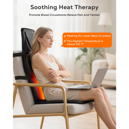 BOKYAN Back Massager, Electric Full Body Massager with Heat, Seat Cushion Massager Vibration Chair Pad for Home Car, Gifts