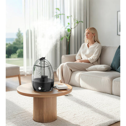 Cool Mist Humidifiers for Bedroom 3 L Water Tank Quiet Ultrasonic Air Vaporizer,Adjustable Mist Level, Black