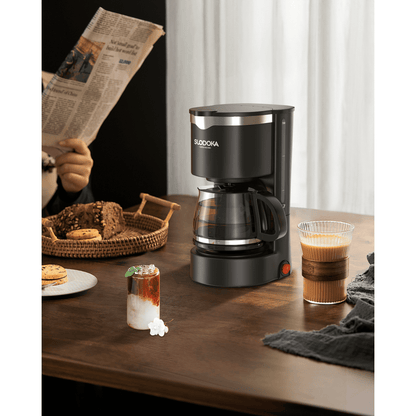 Suodoka Drip Coffee Maker, Easy Brew Compact Size, with Glass Carafe, Removable Filter, Black, New