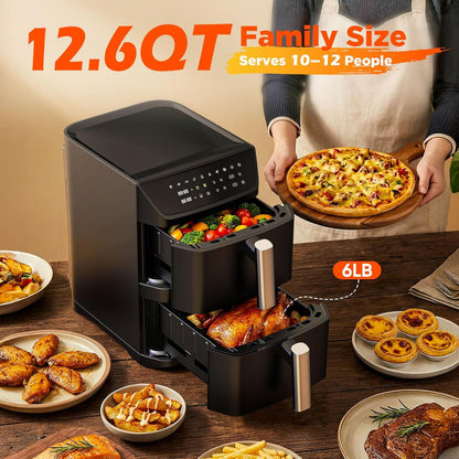 WEENEED 6-Qt Digital Air Fryer, 8-in-1 Touchscreen Air Fryer Oven with 1500W, Nonstick Basket and Crisper Tray, Black
