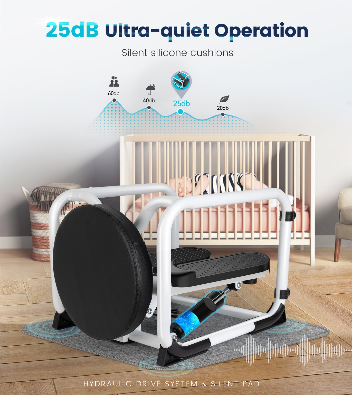 BIMZUC Steppers for Exercise with Twist Stool, Multifunctional Mini Fitness Machine for Full Body Workout, Home Workout Equipment with Resistance Bands & LCD Monitor